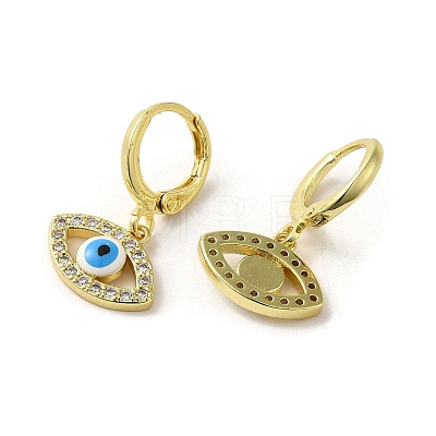 Horse Eye Real 18K Gold Plated Brass Dangle Leverback Earrings EJEW-Q797-23G-05-1