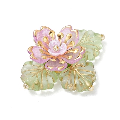 Brass Glass Seed Beaded Flower Pendants PALLOY-MZ01118-03-1
