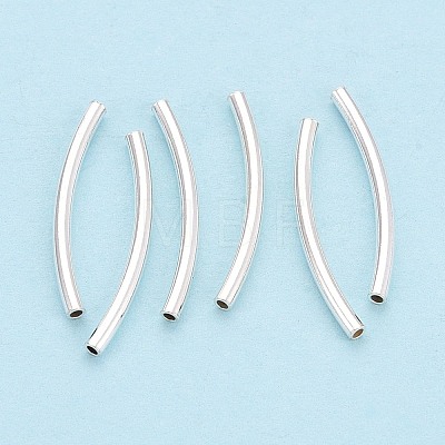 925 Sterling Silver Curved Tube Beads STER-N016-124S-1