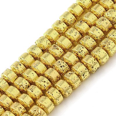 Electroplated Natural Lava Rock Beads Strands G-L606-C02-01A-1