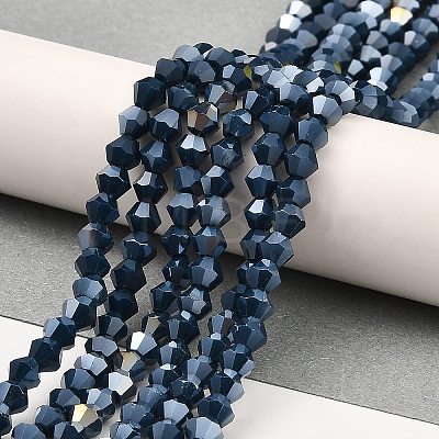 Opaque Solid Color Electroplate Glass Beads Strands EGLA-A039-P4mm-B09-1