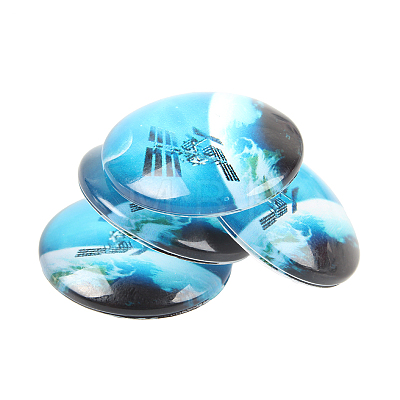 Starry Sky Printed Glass Half Round/Dome Cabochons GGLA-N004-16mm-D-1