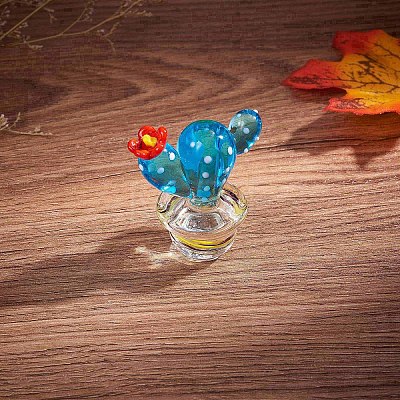 Small Glass Art Cactus Figurines JX537A-1