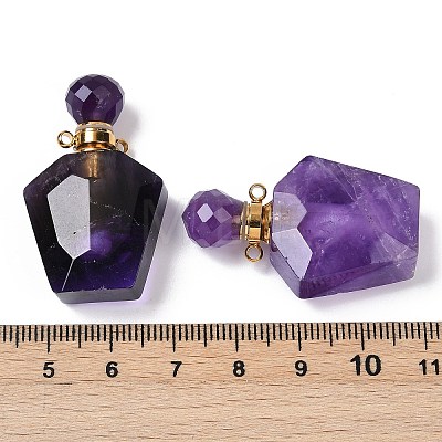 Natural Mixed Stone Openable Perfume Bottle Pendants G-I381-02G-1