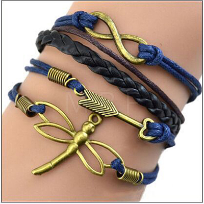 Suede & Imitation Leather Cord Knitted Multi-strand Bracelets WGD6FE3-22-1