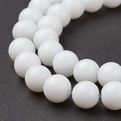 Round White Glass Beads Strands X-GR8mm26Y-1