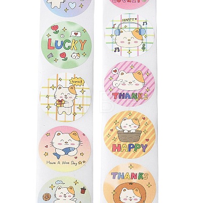 500Pcs Cat Theme Roll Stickers DIY-S049-01G-1