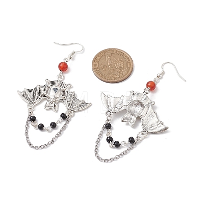 Alloy with Glass Chain Dangle Earrings EJEW-TA00433-1