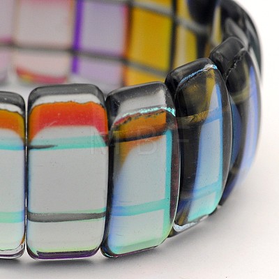 Rectangle Electroplate Glass Bead Stretch Bracelets BJEW-J119-A01-1