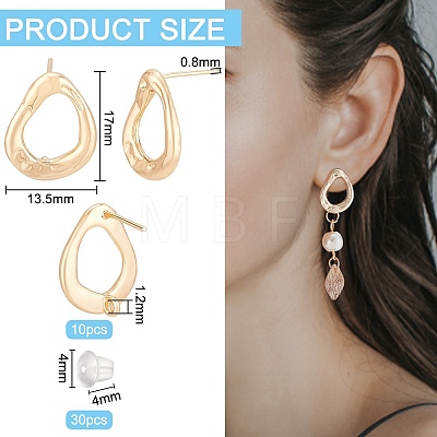 10Pcs Brass Stud Earring Findings KK-BC0011-33-1