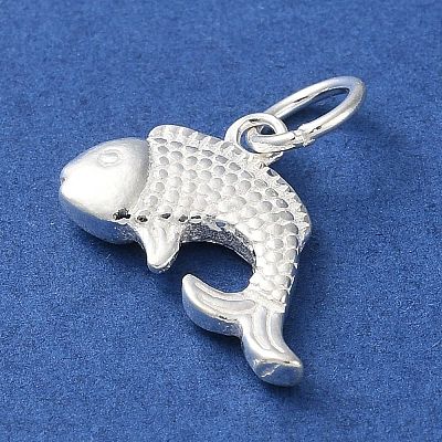 925 Sterling Silver Fish Charms with Jump Rings STER-E071-01S-05-1