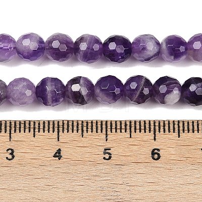 Faceted Round Natural Chevron Amethyst Bead Strands G-L437-22-6mm-1