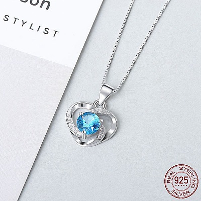 Anti-Tarnish Rhodium Plated 925 Sterling Silver Pendants ZIRC-BB50406-D-1