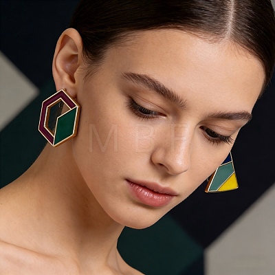 Alloy & Acrylic Stud Earrings XF1032-4-1