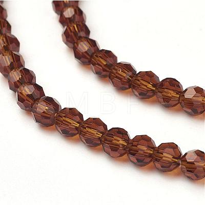 Faceted(32 Facets) Glass Round Beads Strands X-GF4mmC45-1