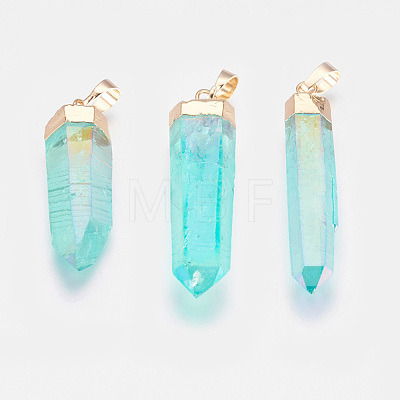 Faceted Dyed Natural Quartz Pointed Pendants G-F569-06-1