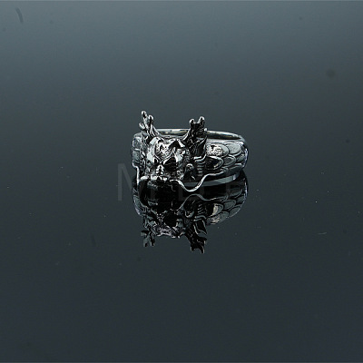 Retro 304 Stainless Steel Dragon Finger Rings WG26D82-01-1