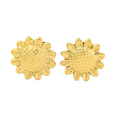 Ion Plating(IP)  304 Stainless Steel Sunflower Stud Earrings EJEW-D281-20G-1