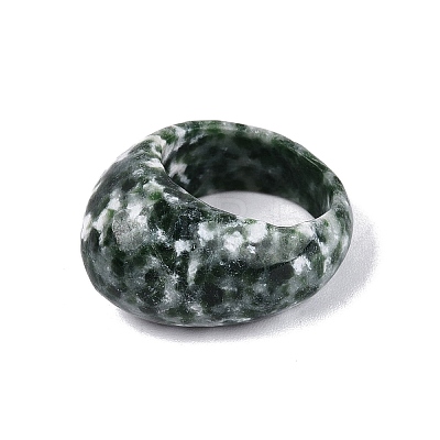 Natural Green Spot Jasper Finger Rings for Unisex G-Q601-19B-1