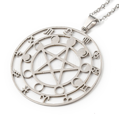 201 Stainless Steel Constellations with Star Pendant Necklace with Cable Chains NJEW-Q317-30P-1