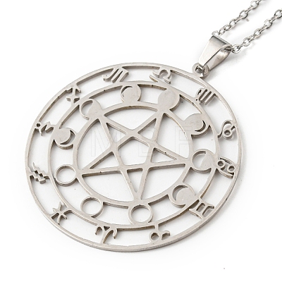 Non-Tarnish 201 Stainless Steel Constellations with Star Pendant Necklace with Cable Chains NJEW-Q317-30P-1