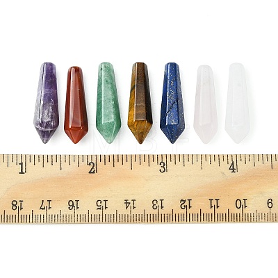 7Pcs 7 Styles Natural Mixed Gemstone Pointed Beads G-FS0005-53-1