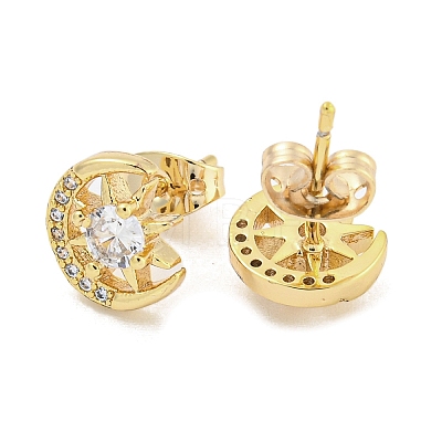 Brass Micro Pave Cubic Zirconia Ear Studs EJEW-P261-26D-G-1