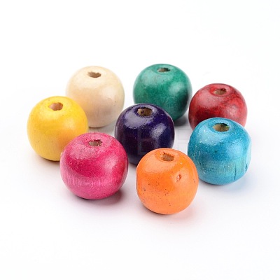 Mixed Round Chunky Bubblegum Handmade Natural Wood Beads X-TB006-1