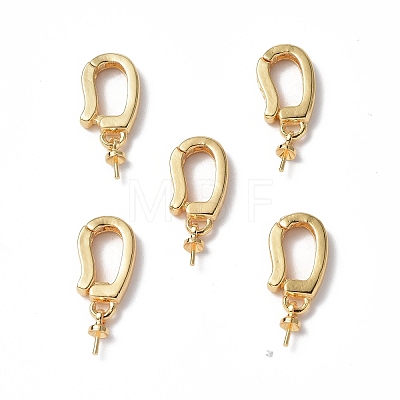 Brass Micro Pave Clear Cubic Zirconia Twister Clasps KK-P223-42G-1