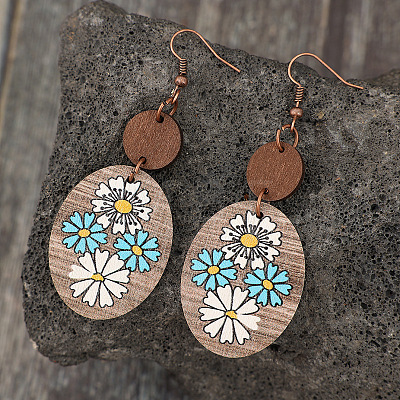Wood Dangle Earrings FS-WGAEC85-01-1