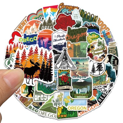 50Pcs Scenery Theme PVC Self Adhesive Cartoon Stickers STIC-G001-02-1