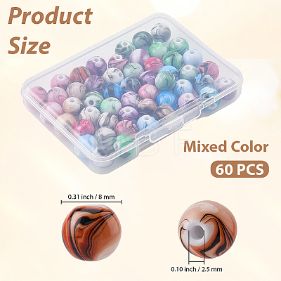 60Pcs Printed Acrylic Beads MACR-PA0001-71-1