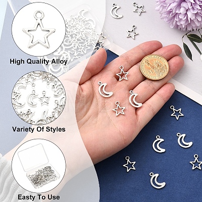 50Pcs 2 Styles Tibetan Style Alloy Charms TIBEP-FS0001-29AS-1