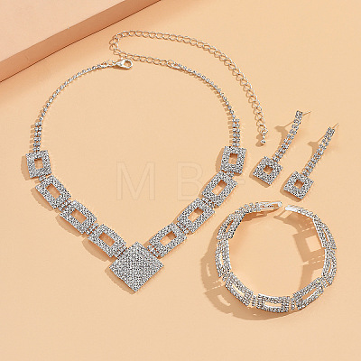 Rectangle Brass with Crystal Rhinestone Jewelry Sets WG47BDD-04-1