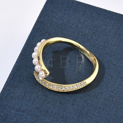 Brass Micro Pave Cubic Zirconia Cuff Open Rings RJEW-C158-01G-1