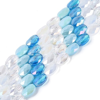 Electroplate Imitation Jade & Opaque & Transparent Glass Beads Strands EGLA-Q135-8x11MM-01D-1