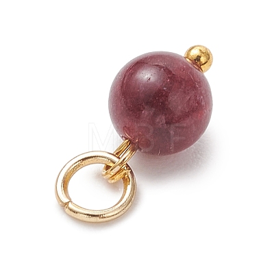 Dyed Natural Green Jade Imitation Tourmaline Round Bead Charms PALLOY-JF05068-1