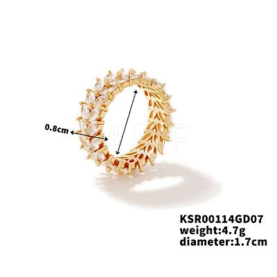 Chic Western Hip-hop Double-row Brass Rhinestone Ring Jewelry for Women JJ2699-1-1