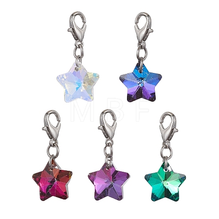 Electroplate Glass Star Pendant Decoration HJEW-JM01583-02-1
