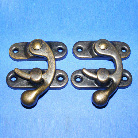 Iron Wooden Box Lock Catch Clasps X-IFIN-R203-93AB-1