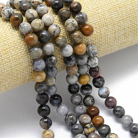 Natural Dendritic Opal Beads Strands G-R494-A23-03A-1