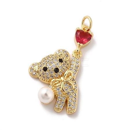 Rack Plating Brass Micro Pave Cubic Zirconia Pendants KK-A160-14G-1