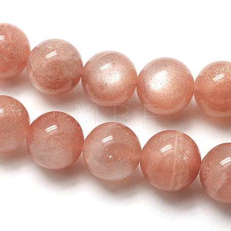 Grade AAA Natural Gemstone Sunstone Round Beads Strands G-E251-34-4mm-1
