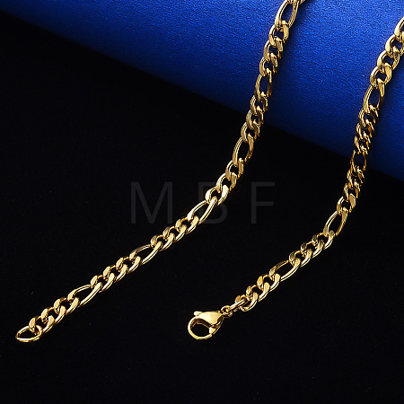 PVD Vacuum Plating 304 Stainless Steel Figaro Chain Necklaces NJEW-S420-003B-G-1
