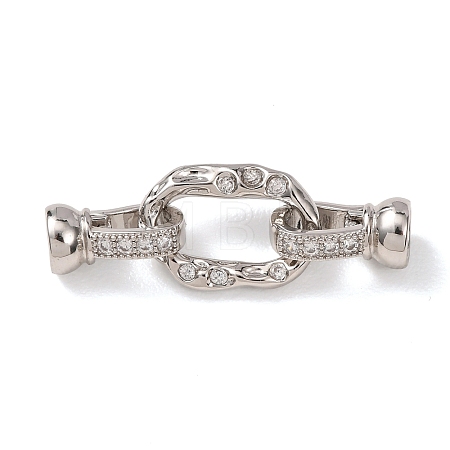Brass Micro Pave Clear Cubic Zirconia Fold Over Clasps KK-D259-08A-P-1