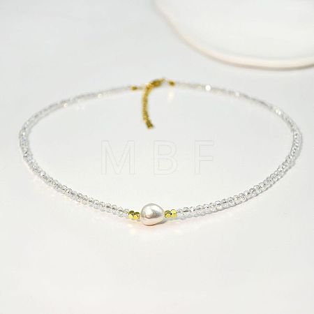 Natural Freshwater Pearl & Glass Beaded Necklaces for Women AC5368-10-1