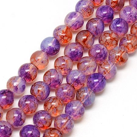 Baking Paint Glass Beads Strands DGLA-Q023-6mm-DB41-01-1