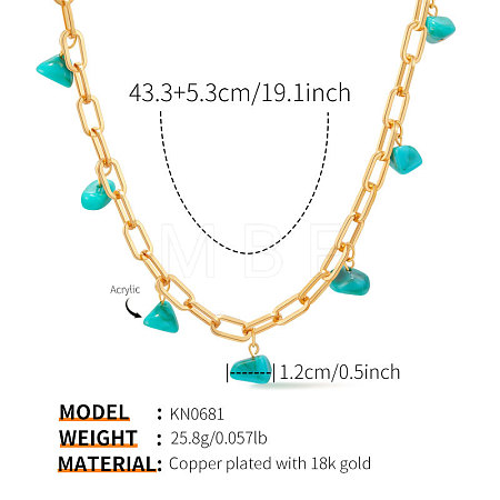 Triangle Resin Tassel Brass Paperclip Chain Necklaces for Women WG30535-03-1