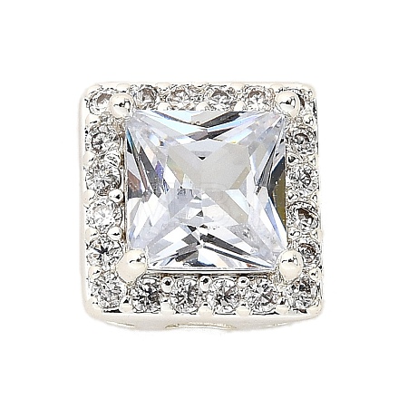 Brass Micro Pave Cubic Zirconia Beads KK-D408-11S-06A-1