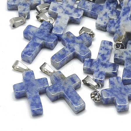 Natural Blue Spot Jasper Pendants G-T080-13-1
